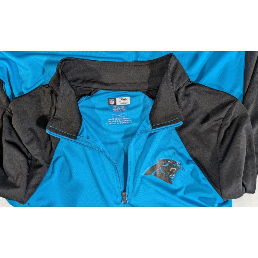 NFL Panthers Quarter Zip Long Sleeve With Thumb Holes TX3 Cool Size Large NWT - Picture 2 of 15